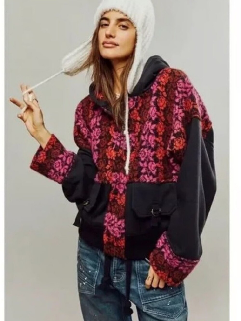 FREE PEOPLE Rockwell Sweater Lined Oversized Bomber Jacket Coat Zip NWT RARE